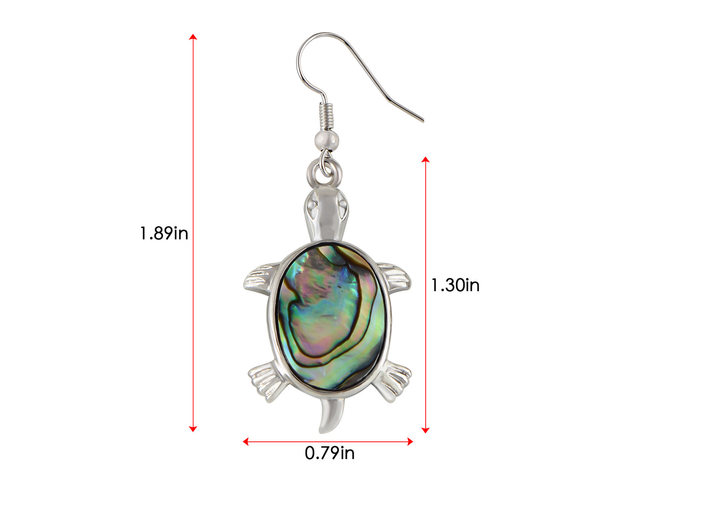 Alilang Creative Animal Shape Silver Tone Alloy Natural Abalone Shell Earrings Dangle Handmade Women Jewelry