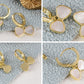 Alilang Seashell Golden Bow Dangle Hoop Earrings For Women Girls Bowknot Earrings