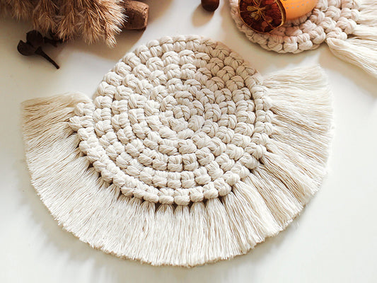 Cotton Tassel Boho Coasters | 7 Unique Styles