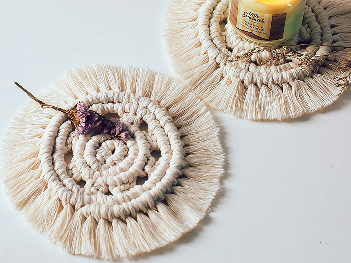 Cotton Tassel Boho Coasters | 7 Unique Styles