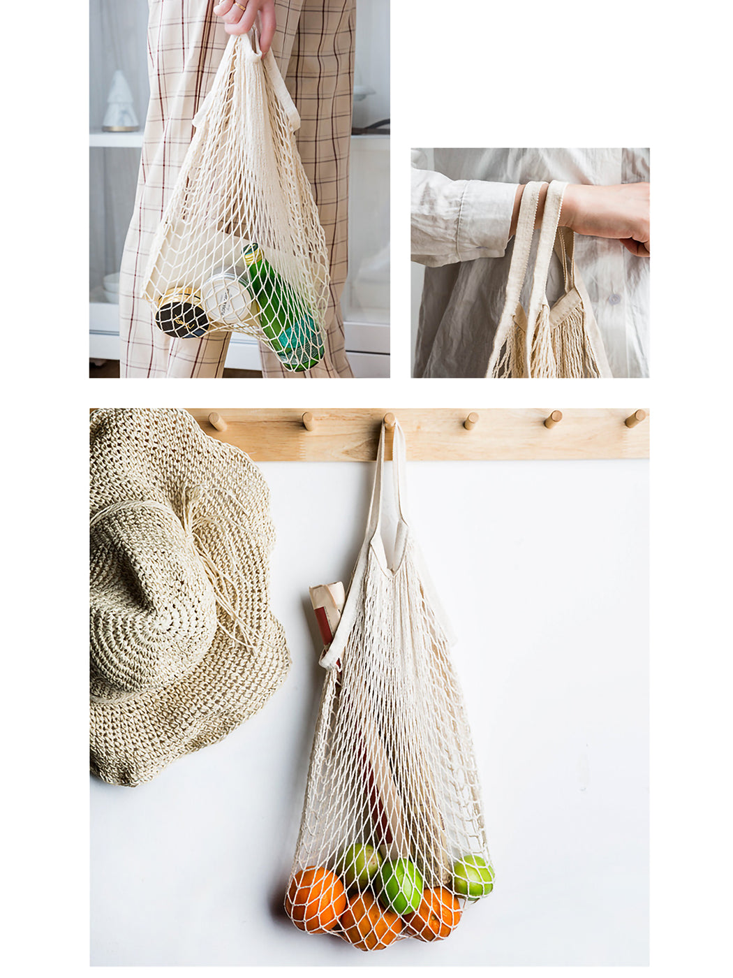 Reusable Washable Cotton Net Shopping Tote Bag