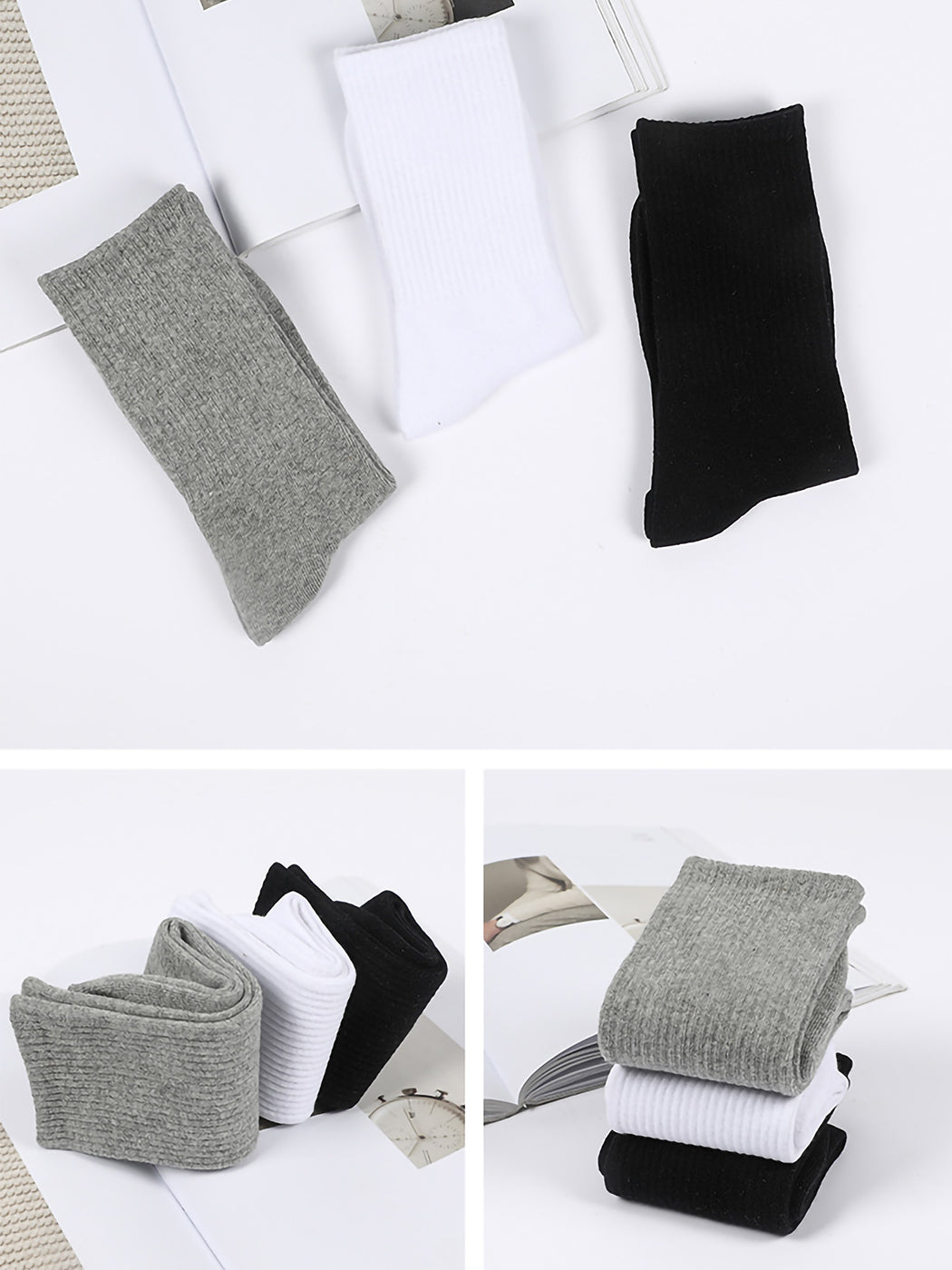 Crew Simple Solid Cotton Causal Socks