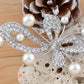 Silver Floral Pearl Bridal Wedding Hair Comb Clip