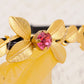 Festive Princess Pink Accented Yellow Flower Hair Piece Headband