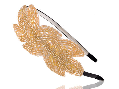 1920S Black Beaded Leaf Flapper Headband - ALILANG.COM