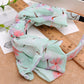 Pastel Colors Blue Summertime Flowers Flowing Bow Hair Piece Headband