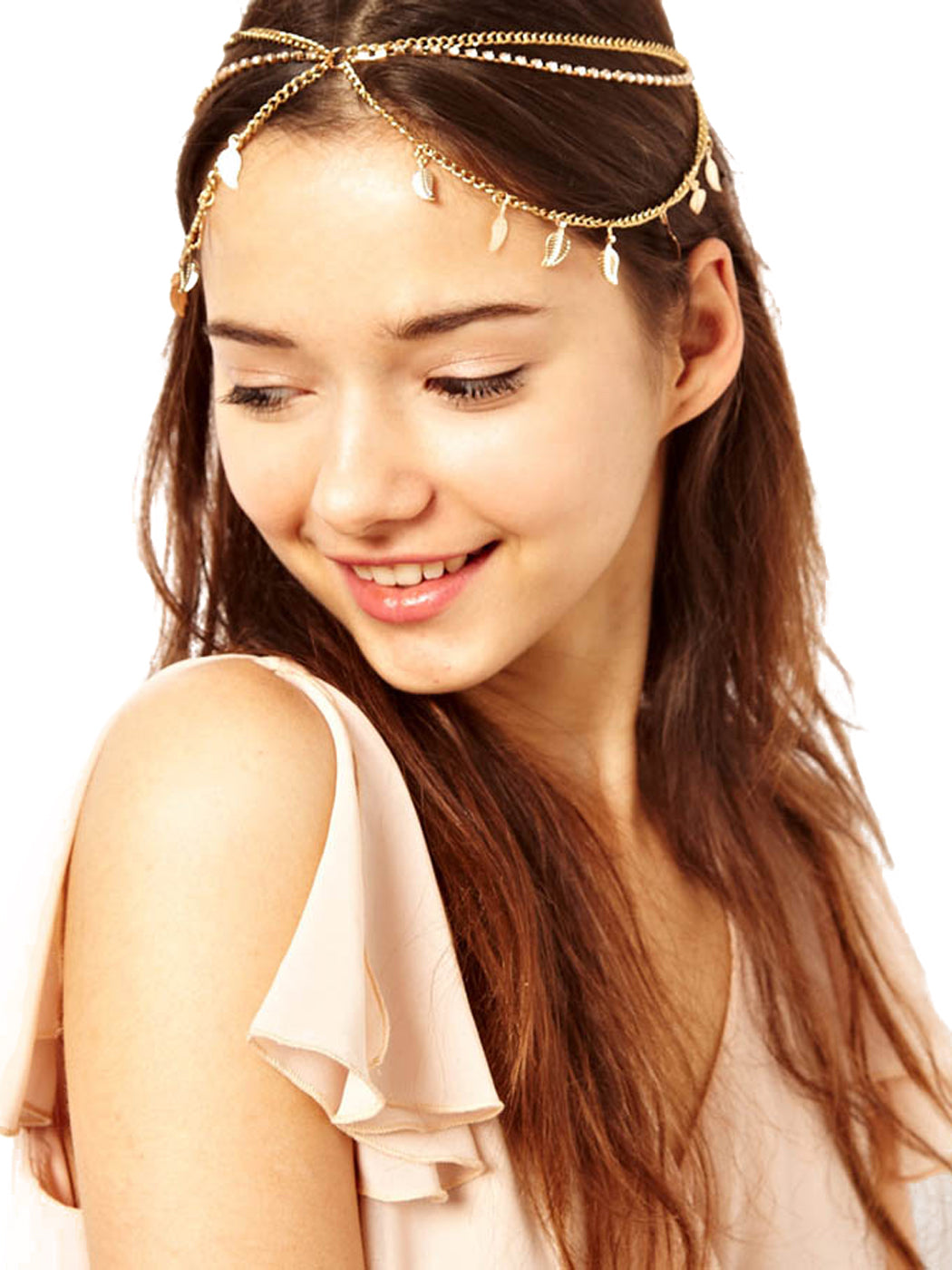 Deate Yellow Leaf Chain Hair Piece Headband