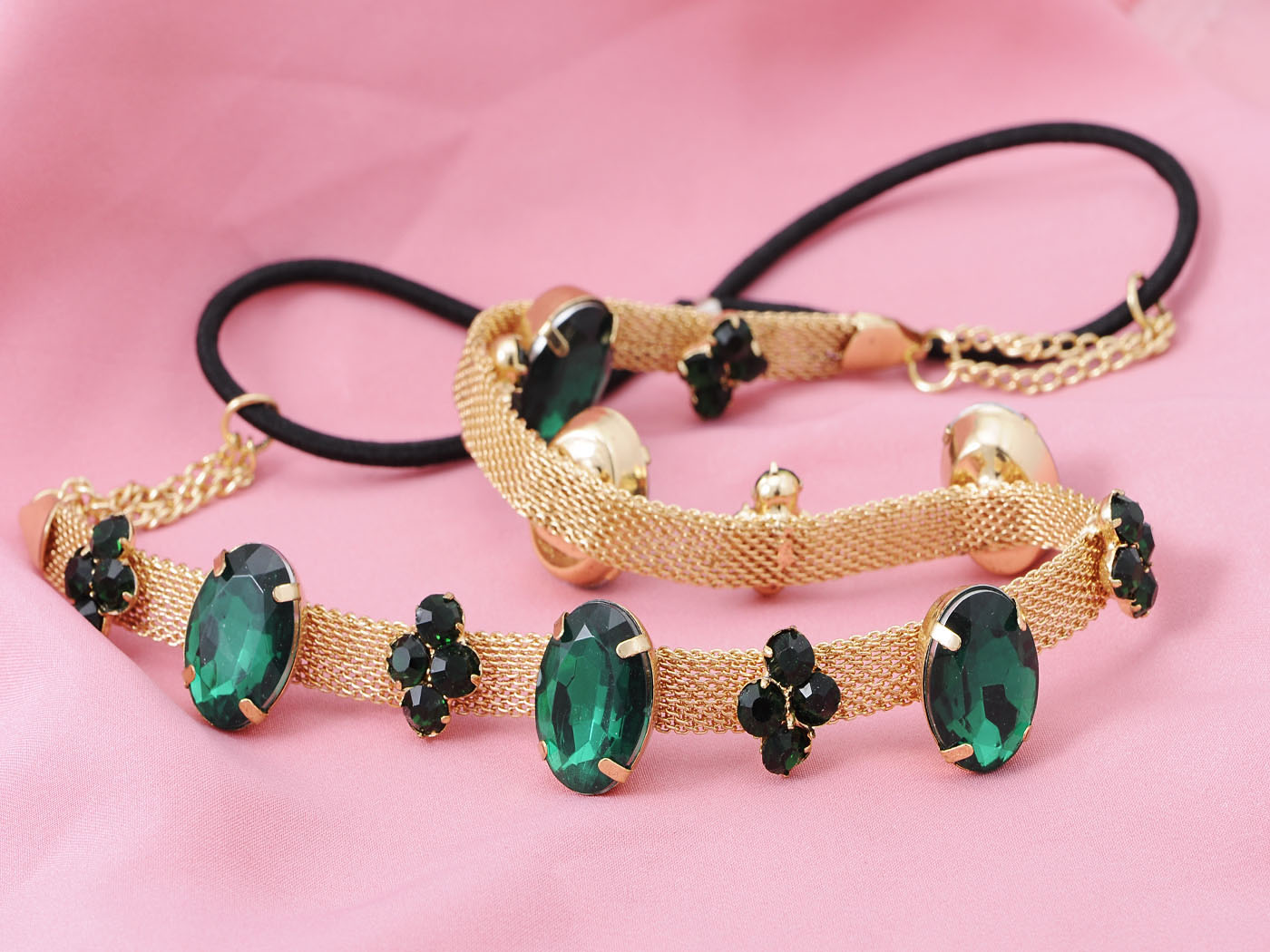 Oval Emerald Chain Stretch Headband