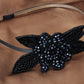 Flapper Crystal Beaded Black Blue Flower Headband