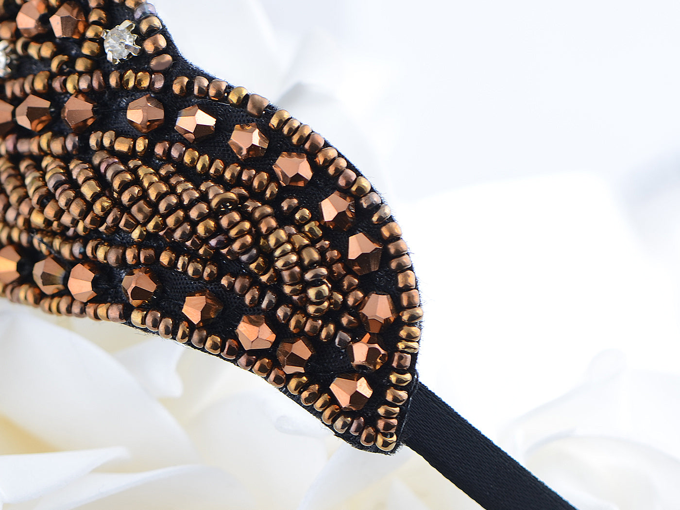 Brown Vintage Retro Flapper Beaded Head Band Piece