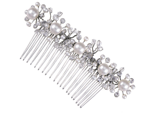 Encrusted Pearl Flower Hair Comb