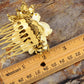 Gold Sculpted Yellow Rose Embellished Leaves Hair Pin