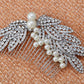 Pearl Silver Leaves Bridal Hair Comb