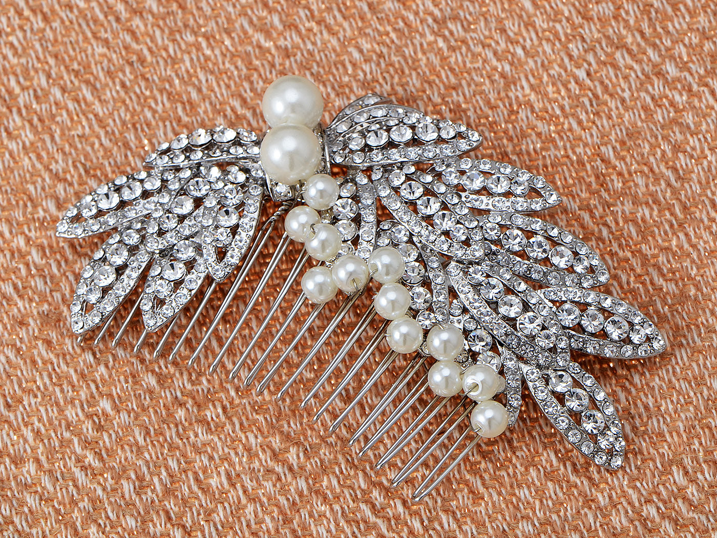 Pearl Silver Leaves Bridal Hair Comb