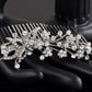 Silver Floral Stamen Simulated Pearl Bridal Hair Comb
