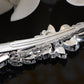 Silver Zircon Czech Flower Bridal Hair Clip Pin