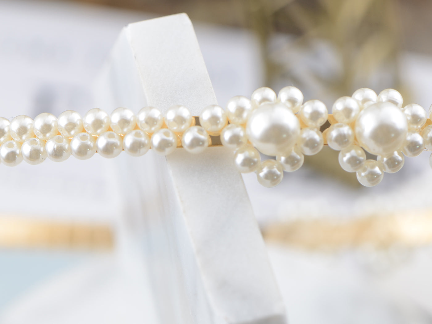 Pearls Bling Flower Headband For Women Gift