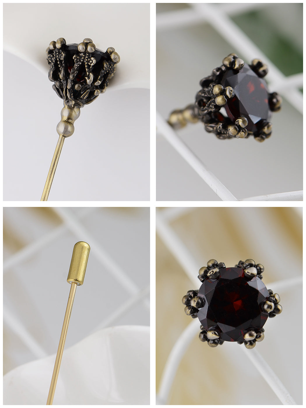 Long Hat Pin Black Retro Hollow Out Design Stick Pin Vintage Style Galvanized Alloy