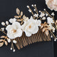 Alilang Bridal Headwear White Flower Faux Pearl Hair Ornament Crystal Rhinestone Hair Comb