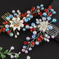 Alilang Flower Bride Wedding Hair Comb Golden Side Comb Multicolor Beads Hair Jewelry Bridal Hair Accessories