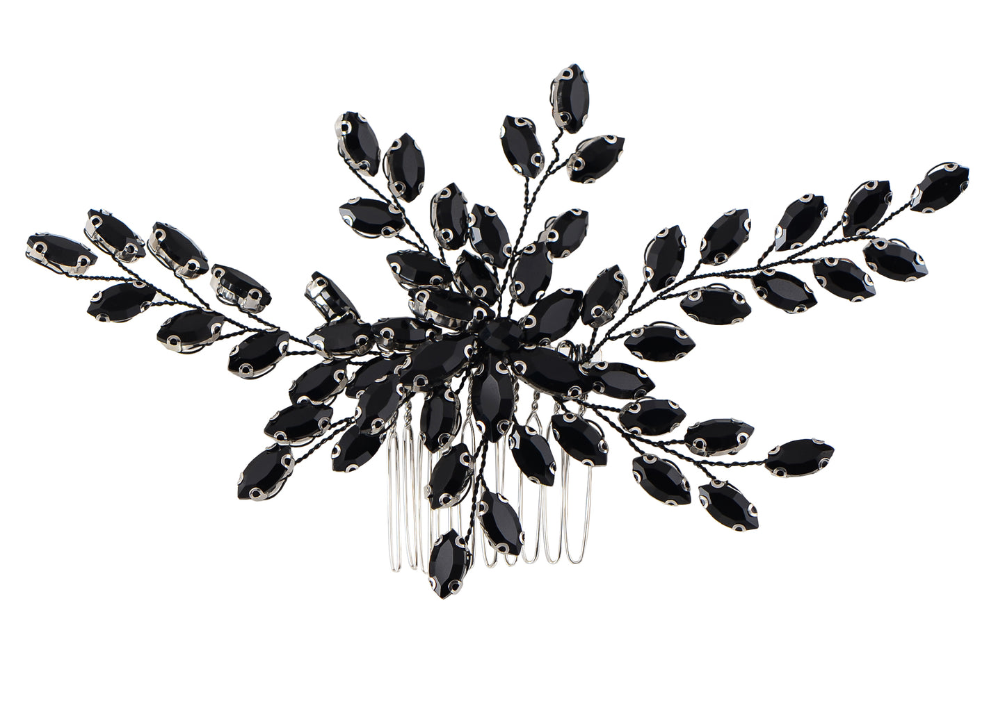 Alilang Women Black Rhinestone Hair Comb Bridal Wedding Hair Accessory Crystal Gift Party Headpiece