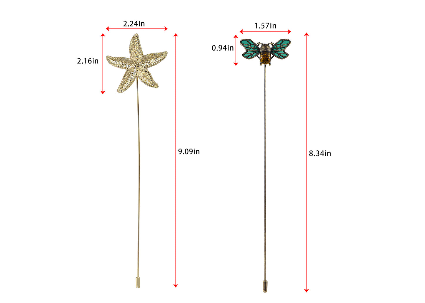 Alilang Women's Flower Crystal Rhinestone Hat Pin - Long Handle Halloween Insect Spider Jewelry Set Starfish Bee Lapel Stick Pack of 2/3/6