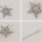 Women's Vintage Hat Pin Silvery Tone Long Handle Sparkly Rhinestones Star Lapel Pins for Dress Suit Wedding Banquet Party