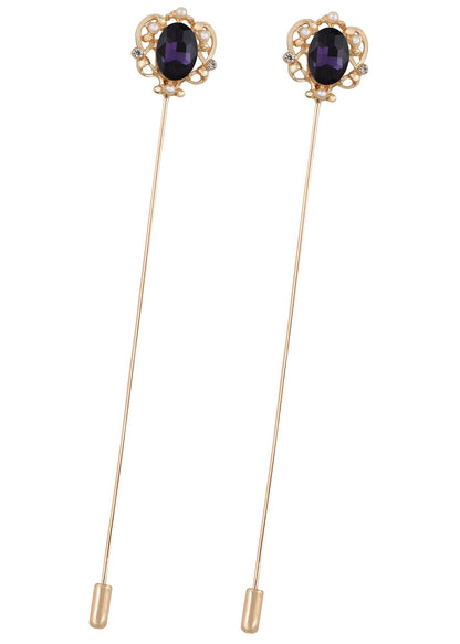 Alilang Vintage Hat Pin 5 inch Long Handle Golden Tone Lapel Pins Tie Scarf Brooch Jewelry Accessories Pack of 2/3