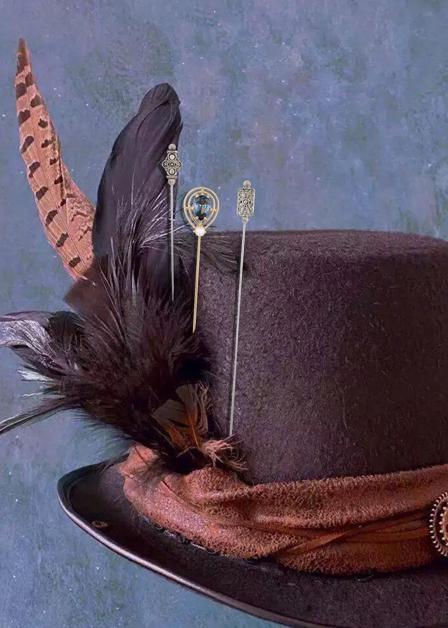 Alilang Antique Vintage Hat Pin Classic Long Handle Geometric Hatpin Stick Lapel Pins for Women, Men