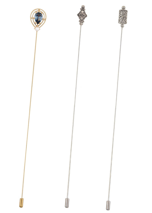 Alilang Antique Vintage Hat Pin Classic Long Handle Geometric Hatpin Stick Lapel Pins for Women, Men