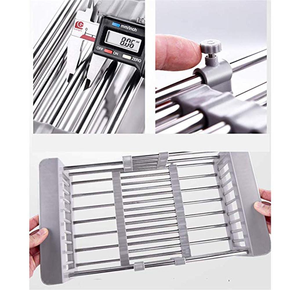 Stainless Steel Adjustable Telescopic Kitchen Over Sink Dish Drying Rack  Insert Storage Organizer Fruit Vegetable Tray Drainer Alilang. –