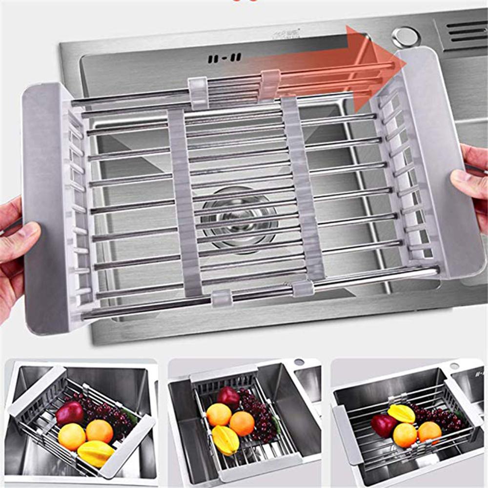 Stainless Steel Adjustable Kitchen Over Sink Dish Drying Rack.
