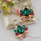 Alilang Antique Vintage Extra LARGE Multicolor Green Emerald Crystal Rhinestones Bridal Bridesmaid Wedding Prom Drop Dangle Earrings for Women Girls