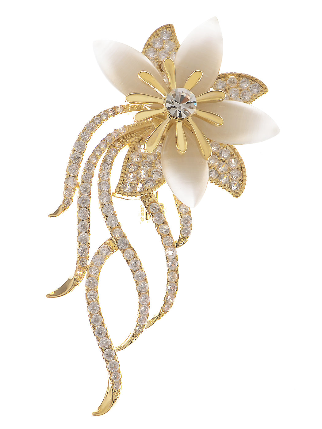 Alilang Womens Fashion Clear Crystal Rhinestones Floral Bouquet Bridal Brooch Pin