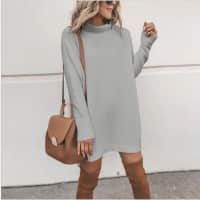 Cowl Neck Tunic Long Sleeve Sweater Dress