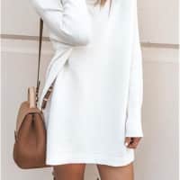 Cowl Neck Tunic Long Sleeve Sweater Dress