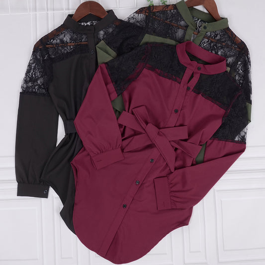 High-quality Sexy Touch of Lace Long Blouse