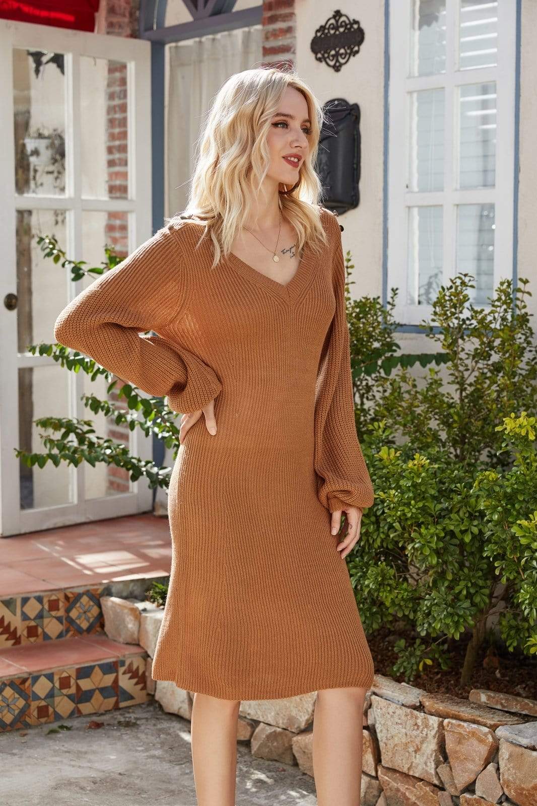 V-Neck Sweater Dress V-Neck Sweater Dress