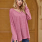 Spring Comfortable and Soft V-Neck Raw Edge Top