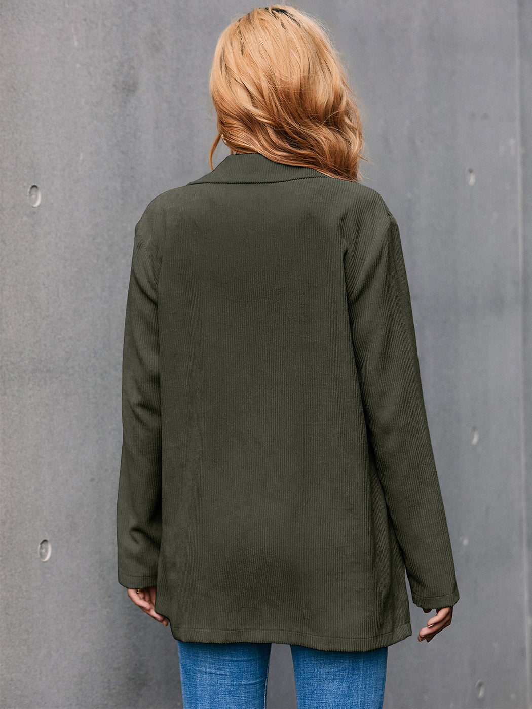 Anna-Kaci Women's Casual Loose Long Sleeve Lapel Button Corduroy Blazer Jacket