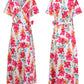 Anna-Kaci Women's Summer Wrap Maxi Dress Boho Floral V Neck Split Beach Long Dress