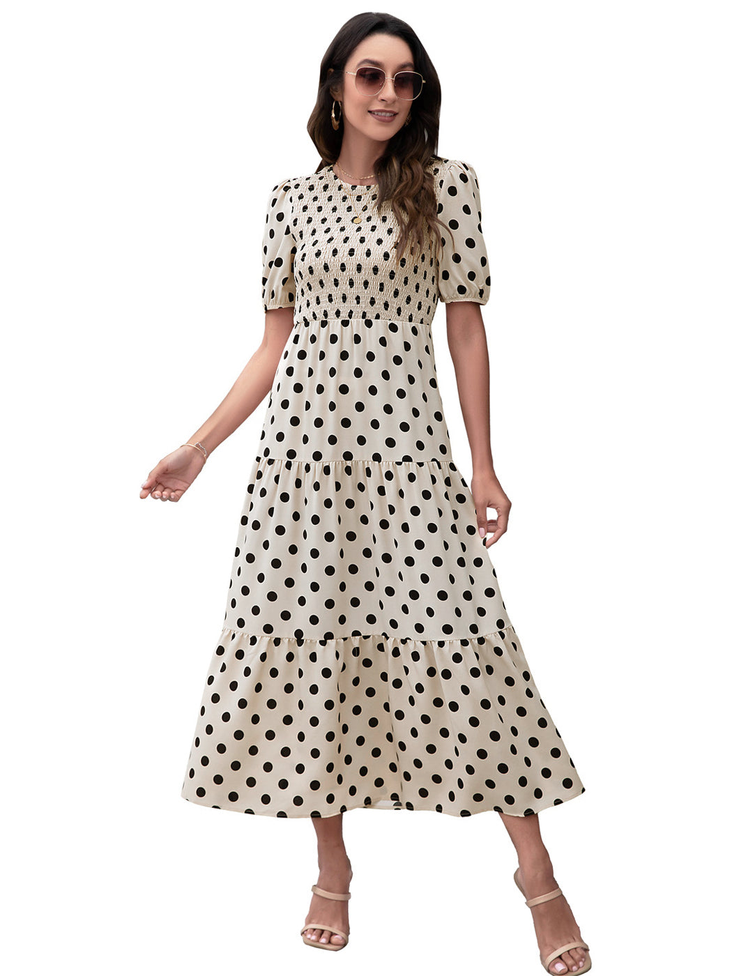 Anna-Kaci Women's Polka Dot Ruffle Maxi Dress Crew Neck Puff Sleeve Dr – ALILANG.COM Anna-Kaci Women's Polka Dot Ruffle Maxi Dress Crew Neck Puff Sleeve Dr – ALILANG.COM