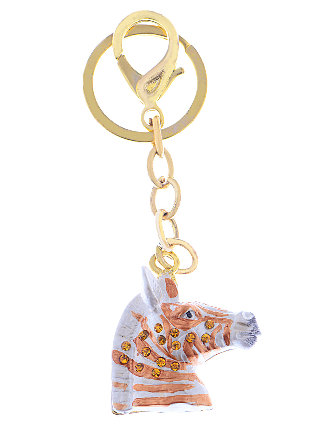 Zebra Horse Head Orange Stripes Clip Hook Keychain
