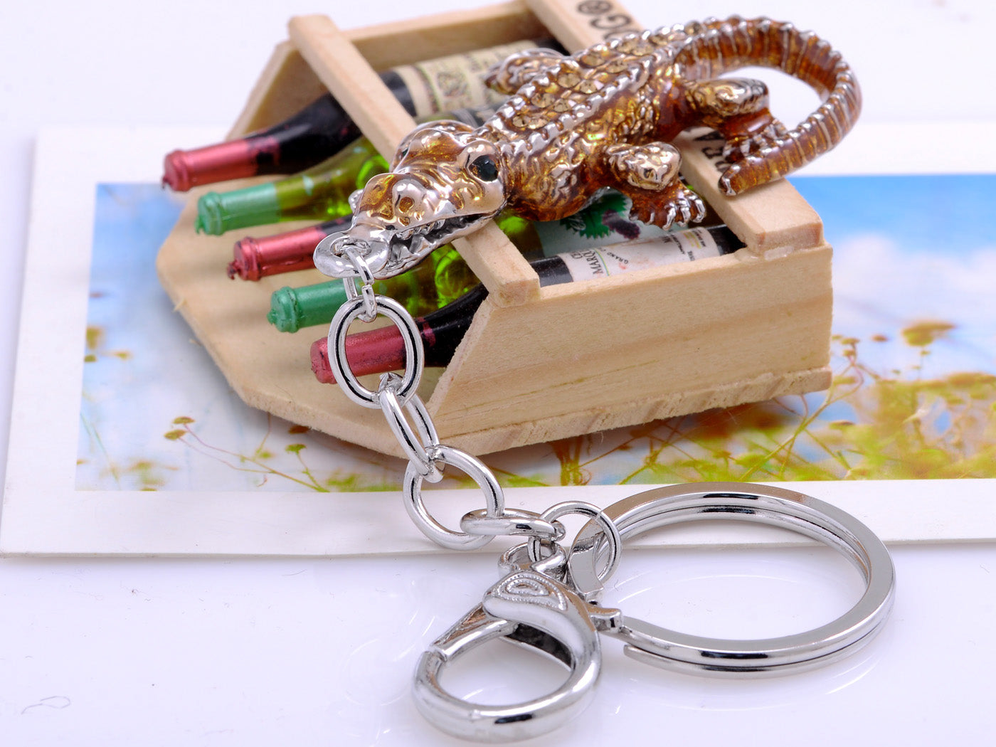 Light Topaz Colored Brown Yellow Alligator Crocodile Key Chain - Anna ...