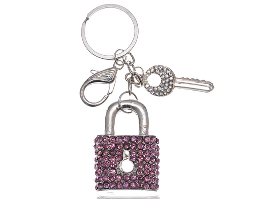 Rose Pink Deadbolt Key Locket Hook Clip Keychain