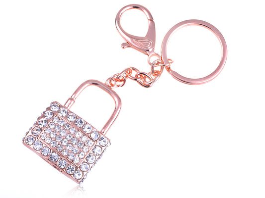 Rose Gold Locket Lock Purse Charm Hook Key Chain