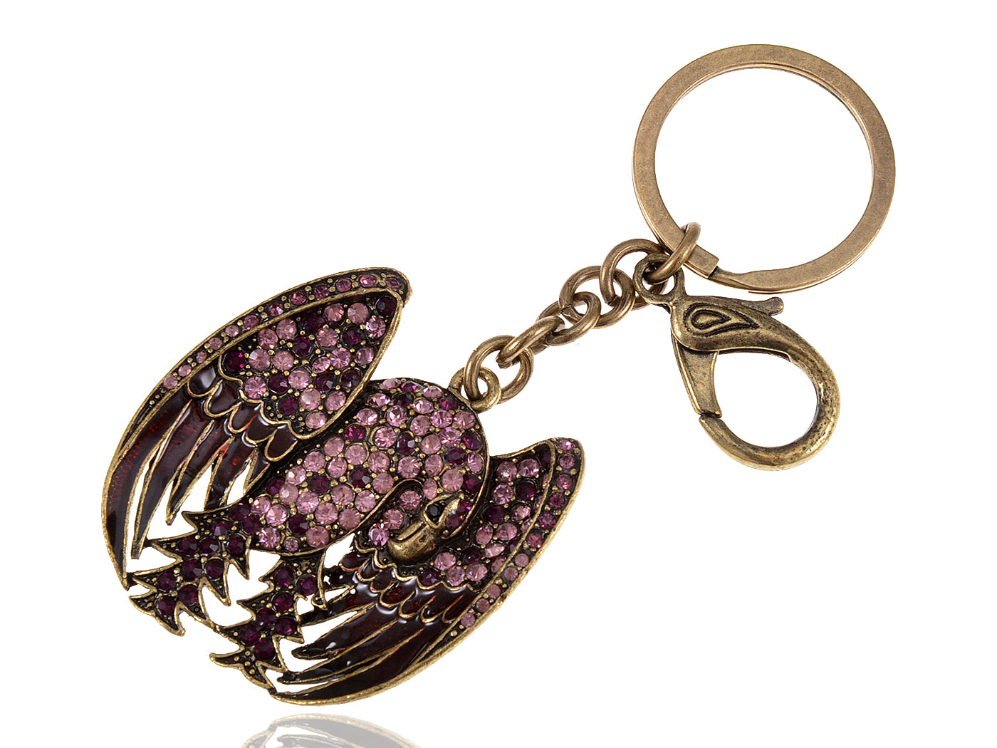 Aged Bronze Amethyst Purple Body American Patriotic Eagle Key Chain