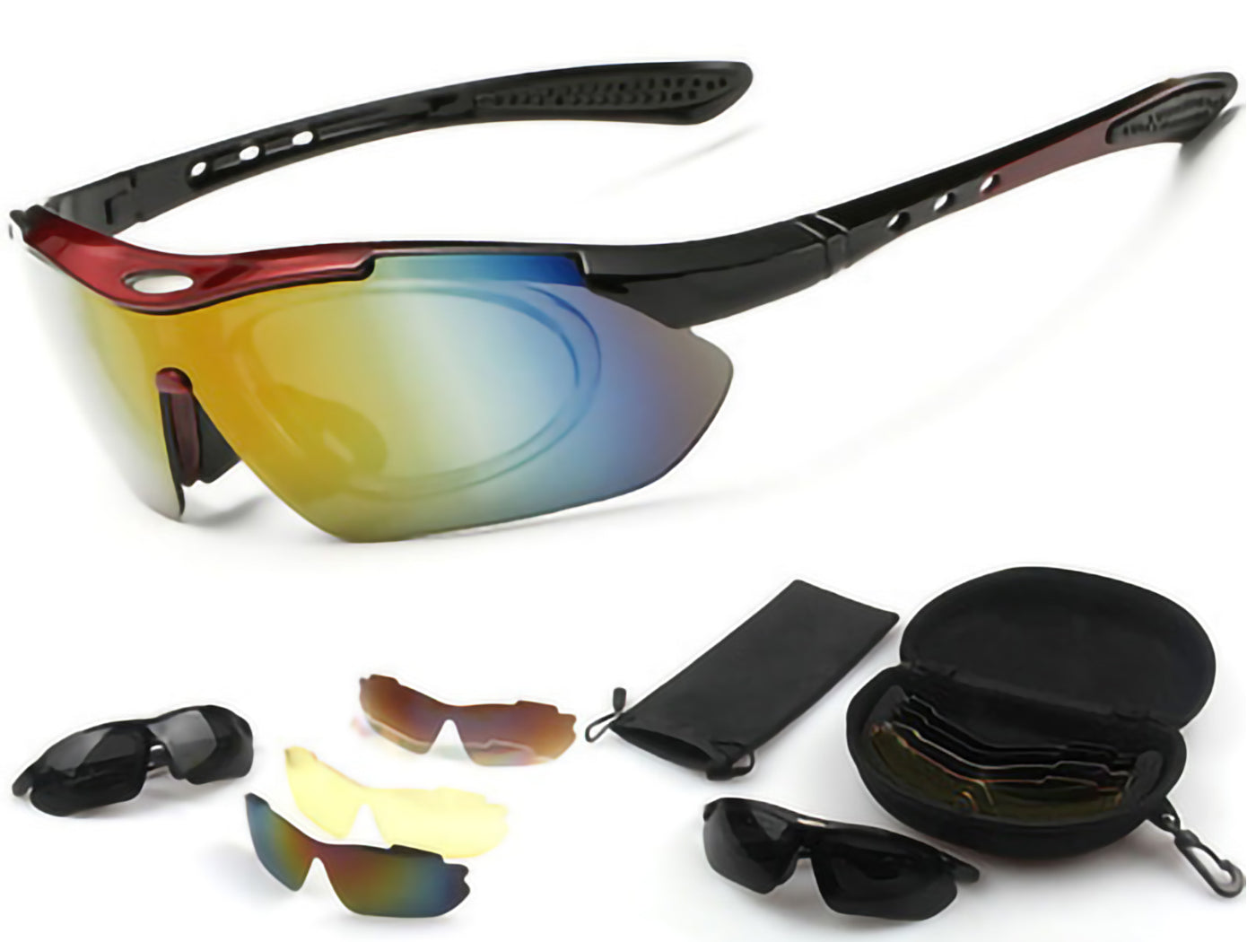 Polarized Sports Sunglasses with 5 Interchangeable