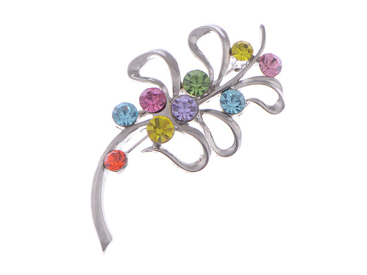 Women??S Silver Multicolored Floral Brooch Pin