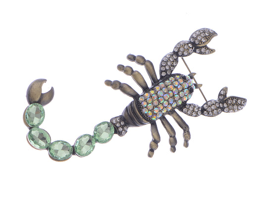 Vintage Reproduction Chrysolite Scorpion Brooch Pin
